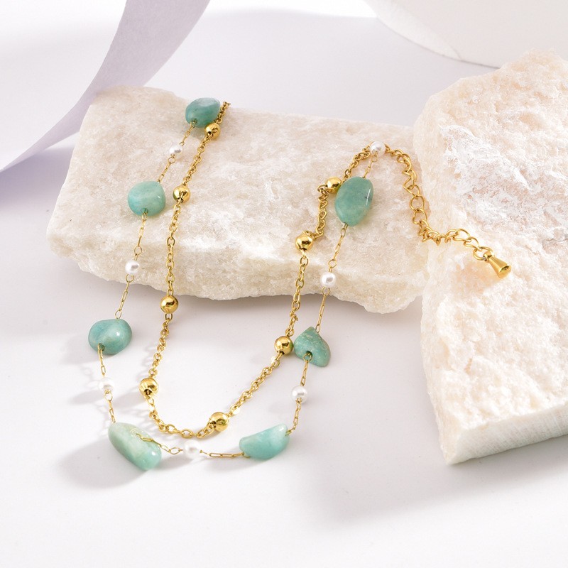 Beaded Anklet Manufacturer - Wholesale Colorful Natural Stone 18k Gold Plated Stainless Steel