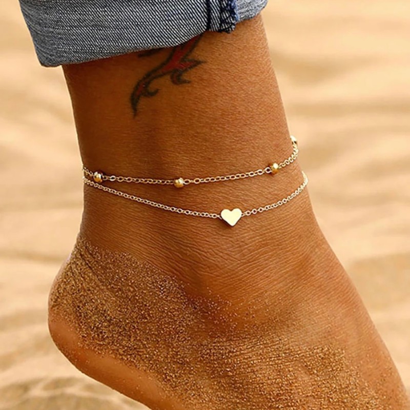 Bohemian Anklet Supplier - 2022 Wholesale Bohemian Layered Heart Anklet Summer Beach Bead
