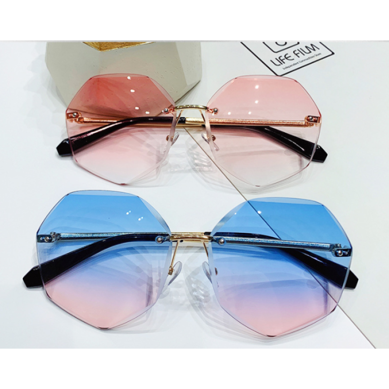 Gradient Shades Factory - Luxury Round Gradient Shades Sunglasses Women Metal Curved Temples