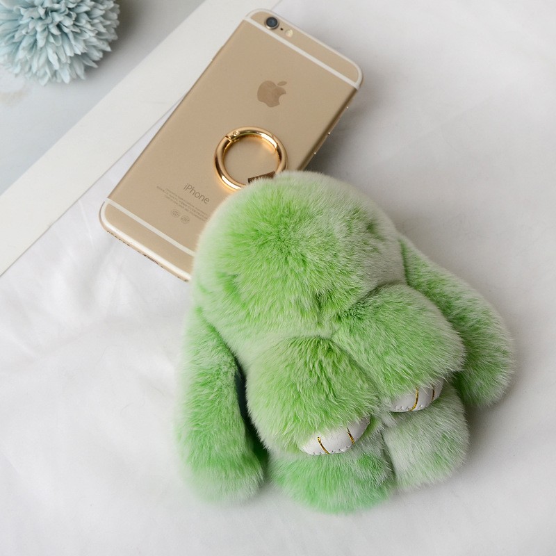 Rabbit Keychain Factory - Real Fluffy Rabbit Fur Pompon Bunny Keychain Trinket Toy Gift