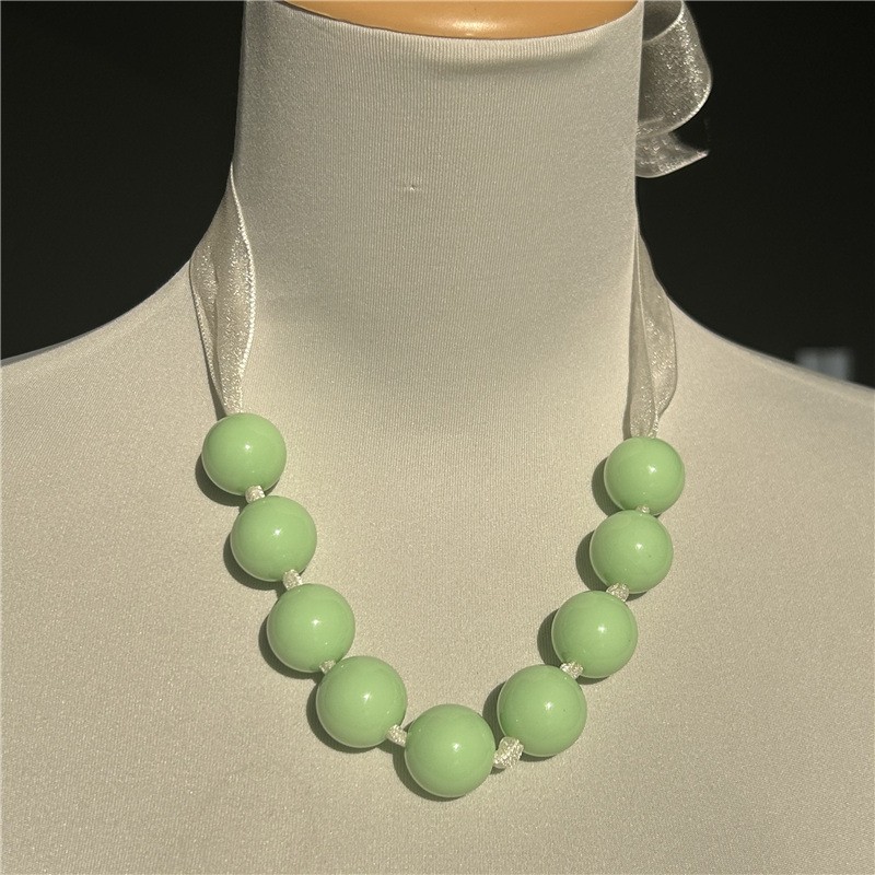 Beaded Necklace Manufacturer - Wholesale 20mm Handmade Resin Acrylic Beads Necklace for Girls