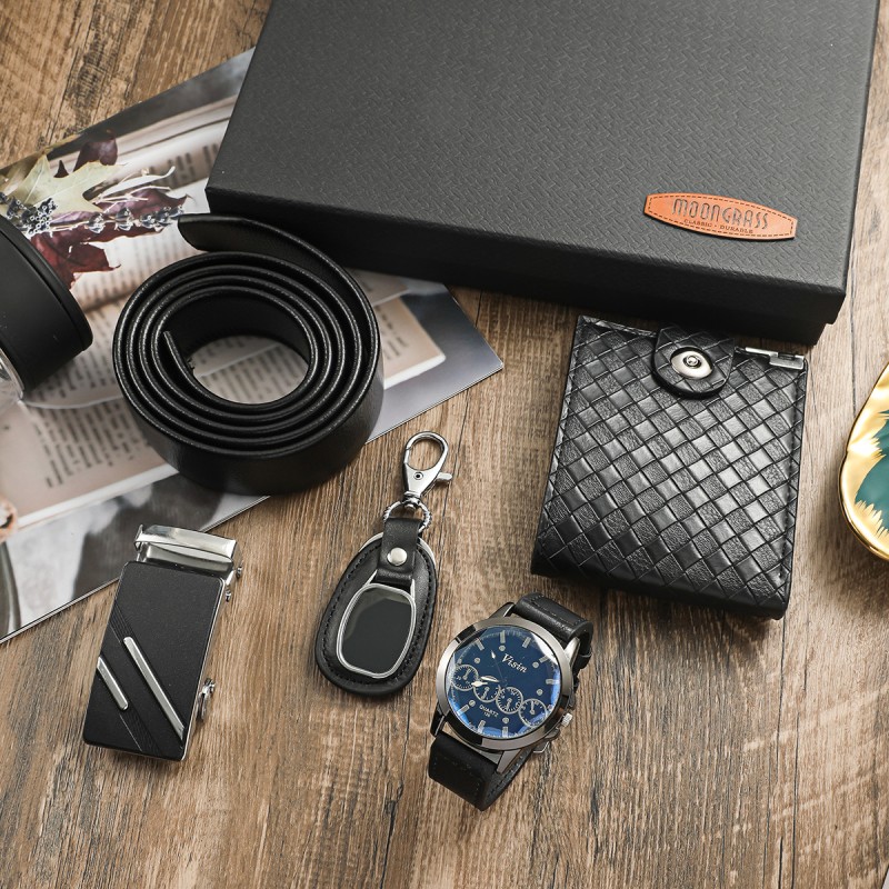 Men's Watch Set Supplier - 5pcs/set Luxury Men's Wrist Watch With Wallet Keychain Belt Set