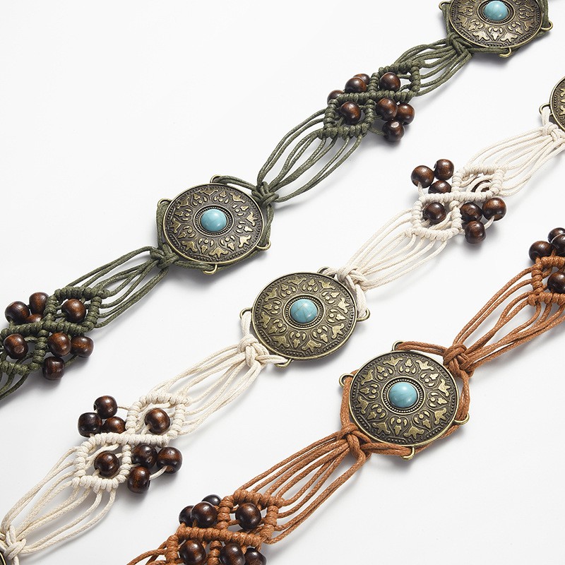 Leather Waist Chain Manufacturer - Wholesale Vintage Western Cowboy Belt Turquoise Waist Chain