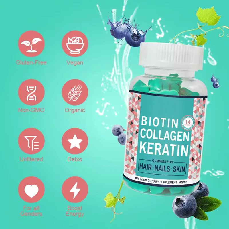 Biotin Collagen Gummy Candy Manufacturer - Hair & Nail Growth Supplement for Adults & Teens