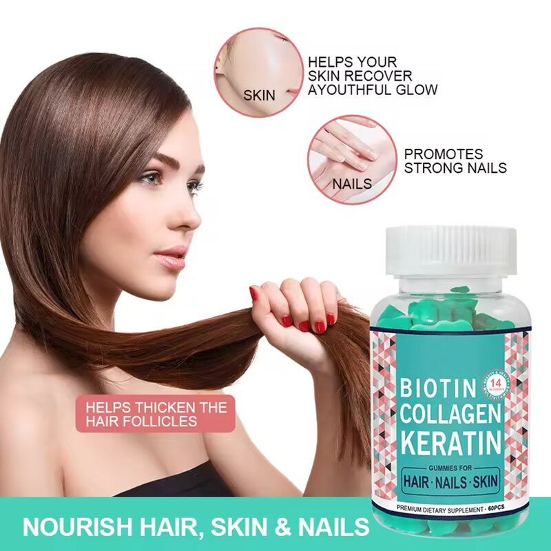 Collagen Gummy Candy Manufacturer - Hair, Skin & Nail Vitamin Supplement with Biotin