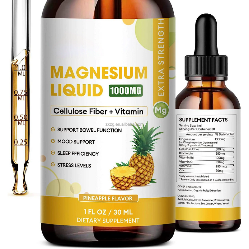 Magnesium Cellulose Fiber Manufacturer - Pineapple Flavor Vitamin Liquid for Nerve & Relaxation