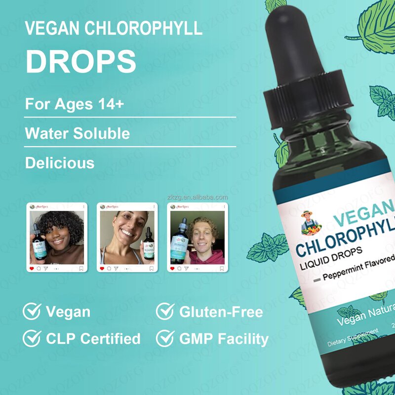 Chlorophyll Liquid Manufacturer - Custom Peppermint Flavored Vegan Drops for Skin Health & Immune Function