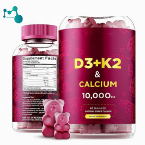 Vitamin D3 K2 Gummies Manufacturer - 10000 IU D3 with 100mg Calcium & 100mcg K2 (MK7) for Adults