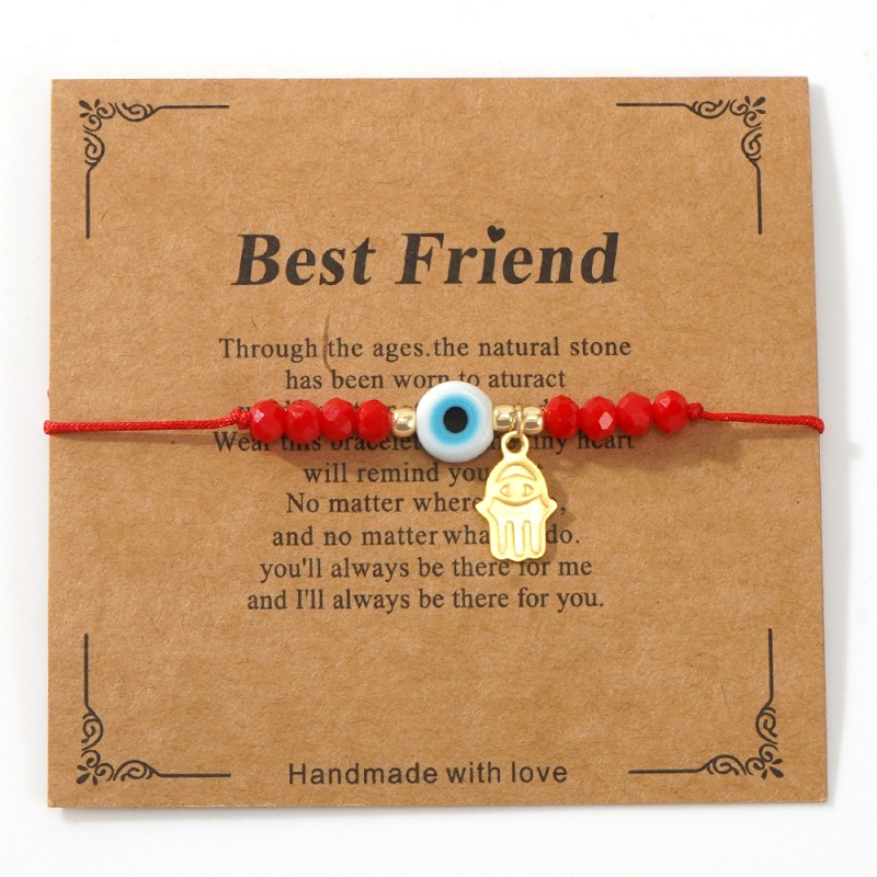 Hamsa Bracelet Factory - Women's Handmade Evil Eye Hamsa Hand Bracelet Set Greeting Card Jewelry Gift