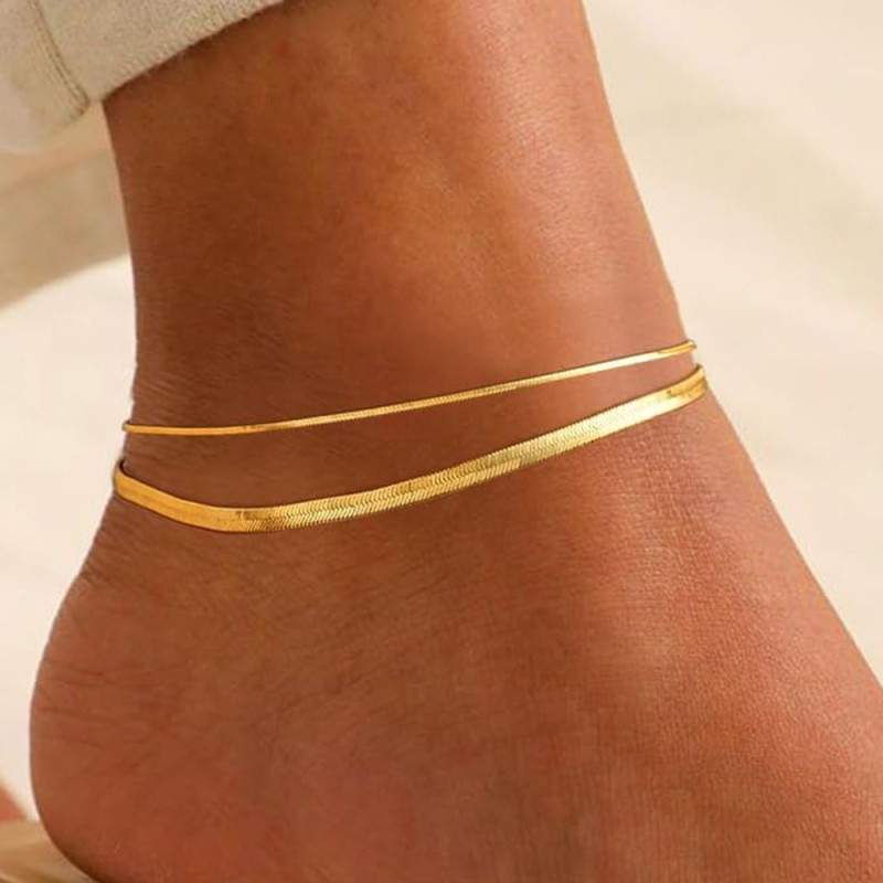 Assorted Anklets Supplier - Dainty Chain Assorted Styles Stainless Anklets Gold Pvd Plated Summer Foot Accessories