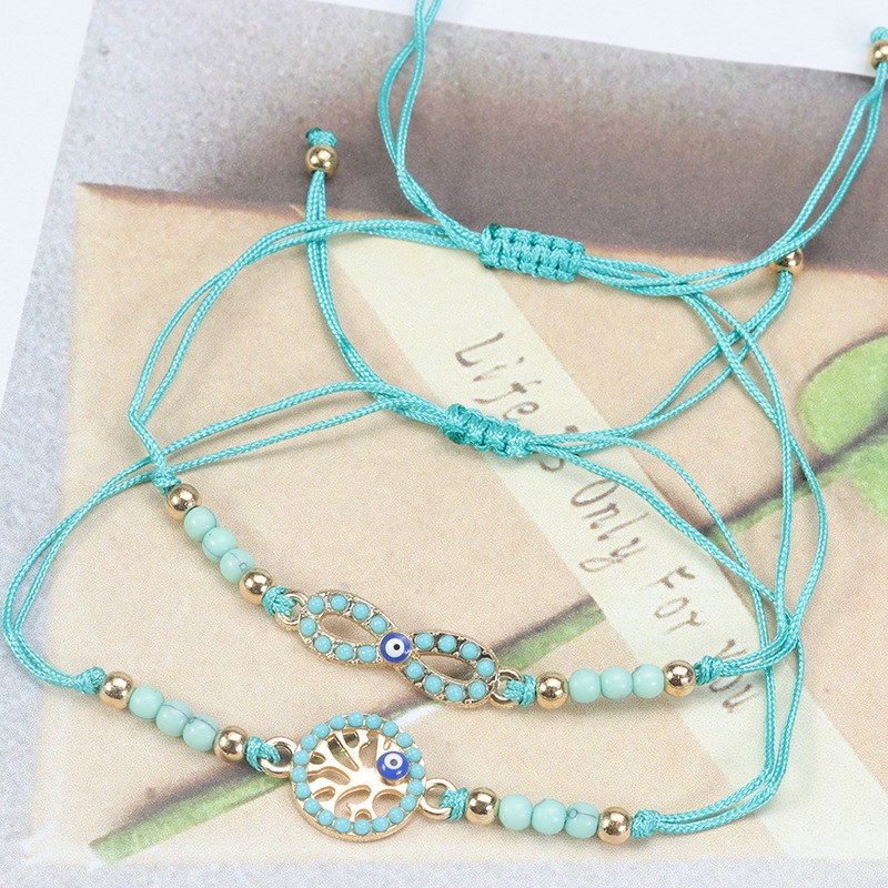 Owl Charm Bracelet Factory - Turquoise Evil Eye Owl Charm Bracelet Set Turtle Owl Heart Charms for Women