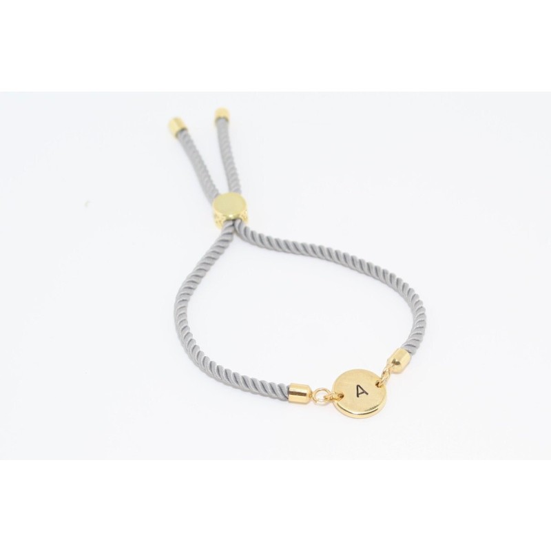 Initial Heart Bracelet Factory - Personalized Stainless Steel Initial Heart Charm Rope Cord Bracelet for Valentines