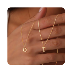 Geometry Pendant Factory - Geometry 6 Initial Letter Pendant Necklace 18K Gold Plated Letter Pendant Fashion Jewelry