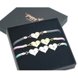 Slider Disc Bracelet Manufacturer - Personalized Stainless Steel Gold Slider Disc Engraved Letter Nylon Cord Bracelet