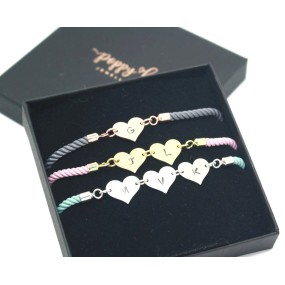 Slider Disc Bracelet Manufacturer - Personalized Stainless Steel Gold Slider Disc Engraved Letter Nylon Cord Bracelet