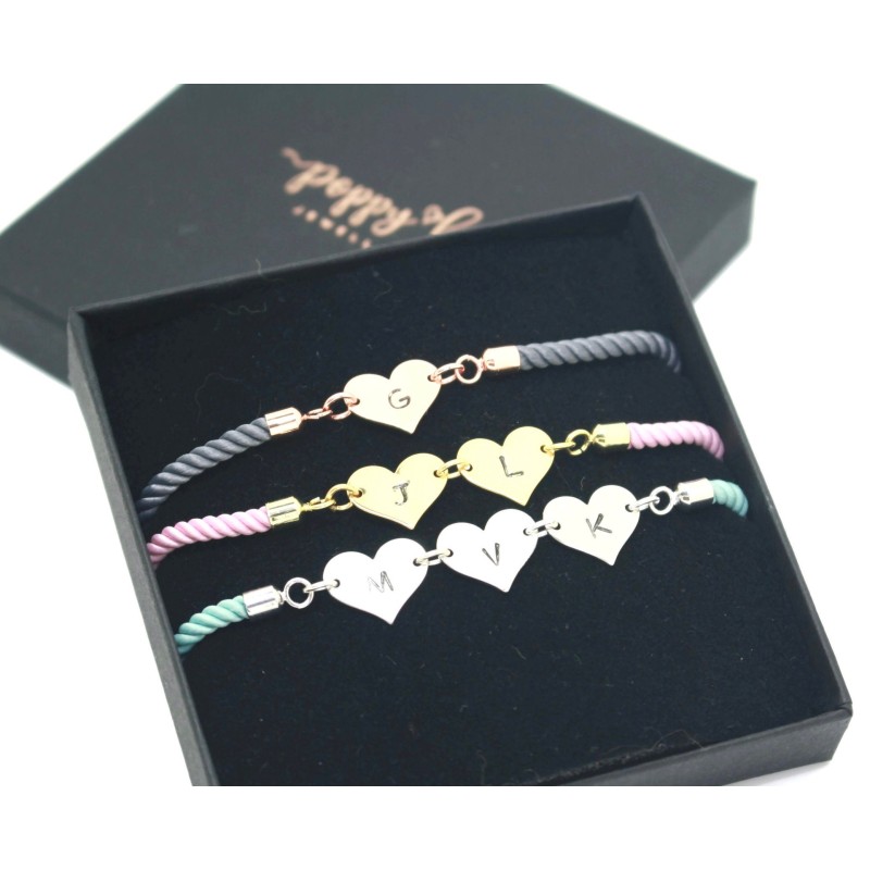 Slider Disc Bracelet Manufacturer - Personalized Stainless Steel Gold Slider Disc Engraved Letter Nylon Cord Bracelet