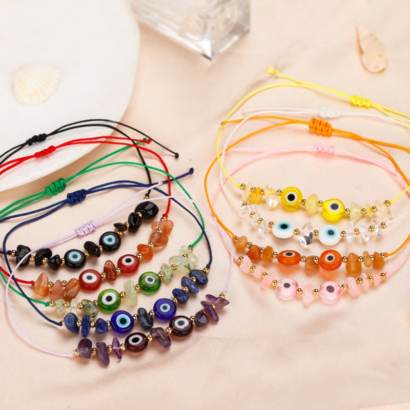 Rainbow Evil Eye Bracelet Manufacturer - Fashion Evil Eye Bracelet Rainbow Crystal Gold Beads Turkish Lucky