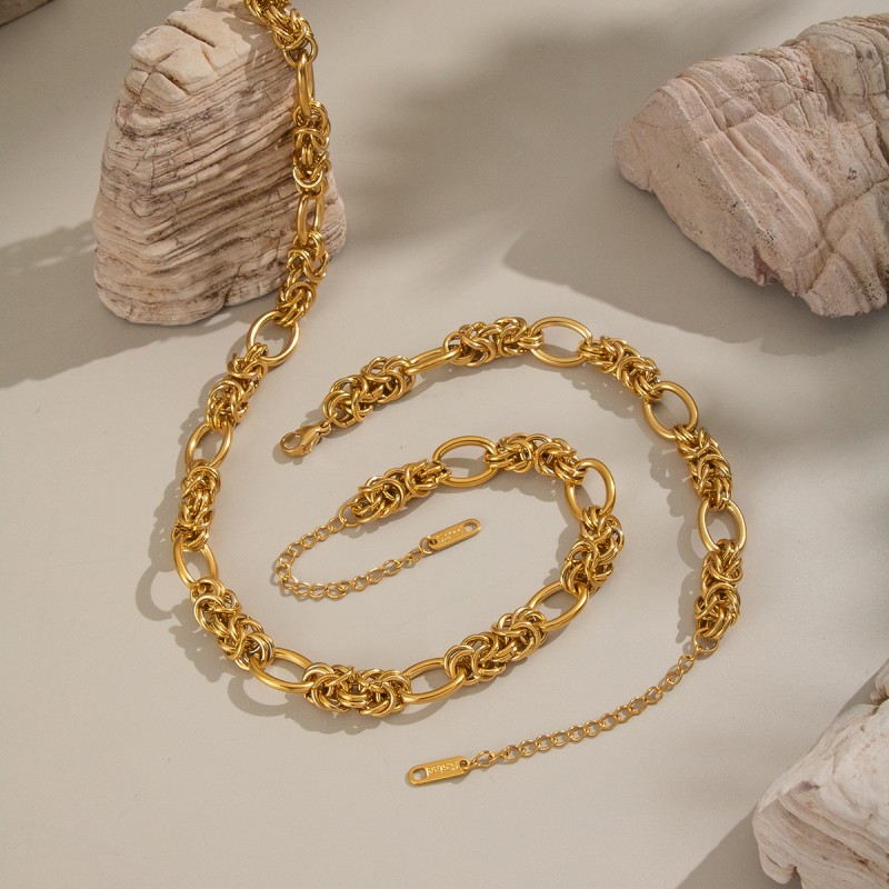 Geometric Set Supplier - 2025 Fashion 18K PVD Gold Plated Stainless Steel Geometric Earrings Necklace Set