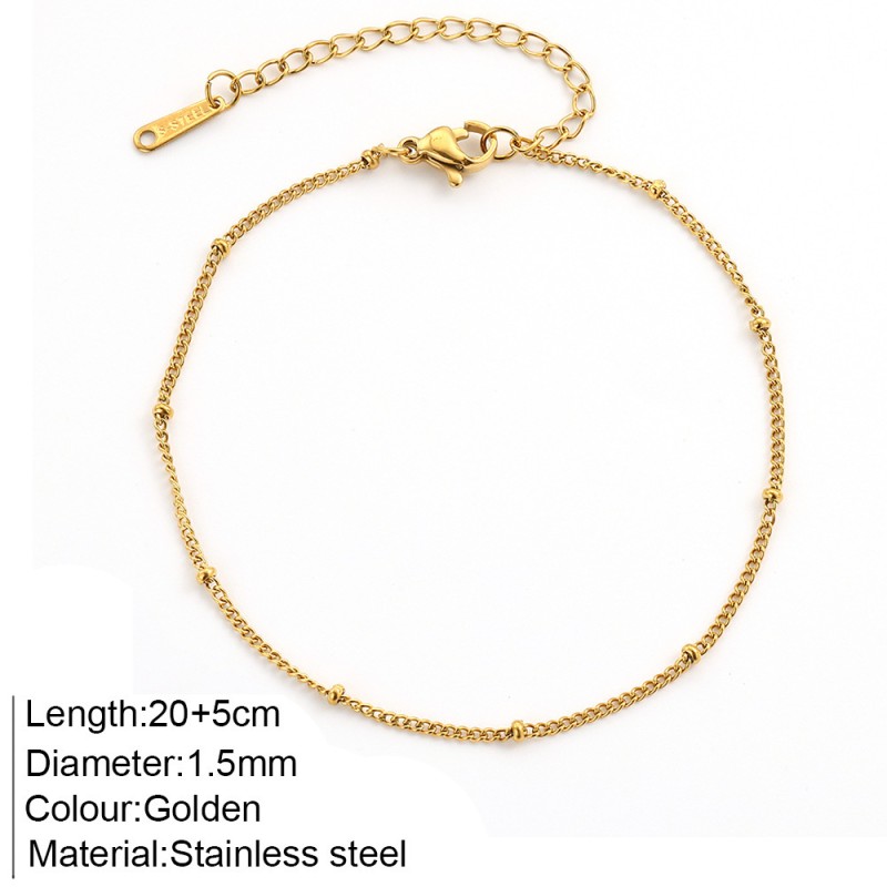 Assorted Anklets Supplier - Dainty Chain Assorted Styles Stainless Anklets Gold Pvd Plated Summer Foot Accessories