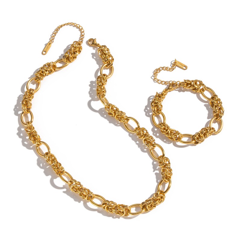 Geometric Set Supplier - 2025 Fashion 18K PVD Gold Plated Stainless Steel Geometric Earrings Necklace Set