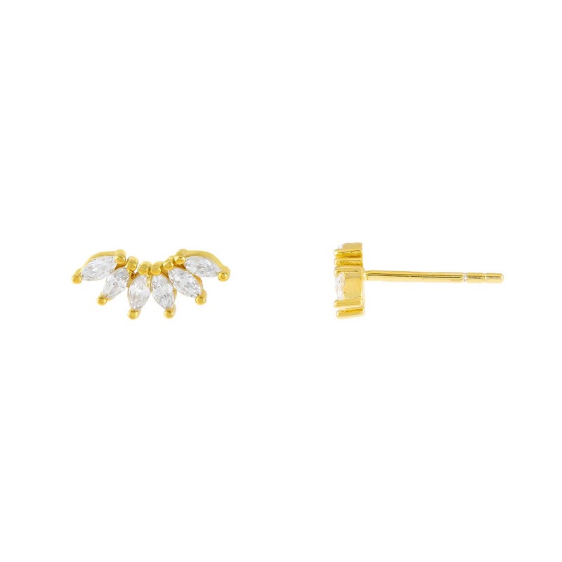 Daisy Stud Earrings Supplier - Wholesale Unique Earrings for Women Zirconia Daisy Stud Earrings Gold Pated 925 Silver