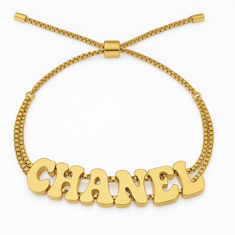 Personalized Bracelet Factory - Custom Letter 18K Gold Plated Stainless Steel Adjustable Name Jewelry