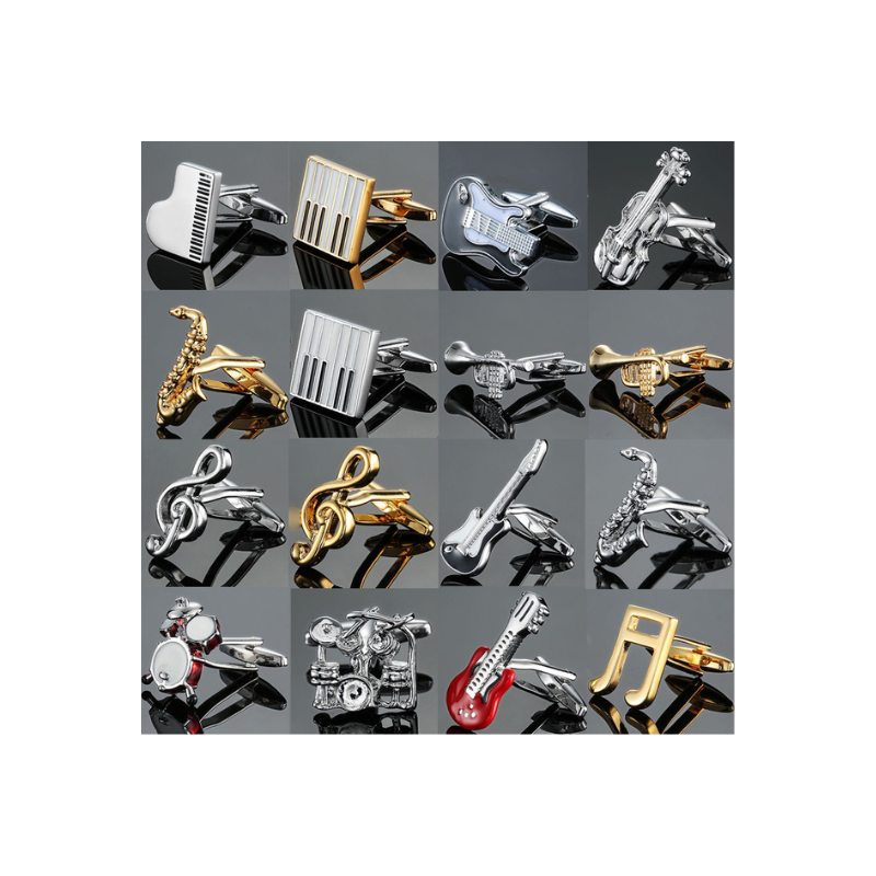 Sports Cufflinks Supplier - Gold and Silver Color Two Tone Sports Equipment Gadget Shape Cufflinks Men's French Shirt