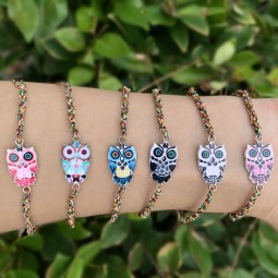 Owl Rope Bracelet Manufacturer - Colorful Owl Charm Bracelet Set Handmade Braided Rope Bracelets Animal Jewelry
