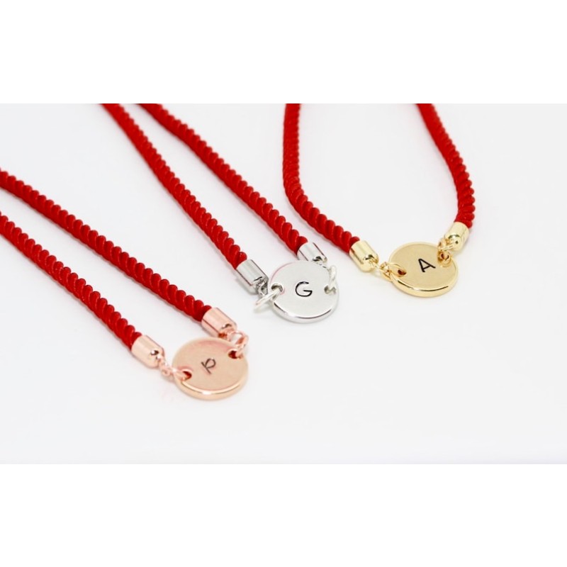 Engraved Bracelet Supplier - Stainless Steel Gold Plated Engraved Alphabet Letter Initials Adjustable Cord Bracelet