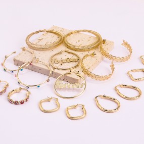 Ball Chain Earrings Manufacturer - 2023 New Arrival 18k Gold Plated Copper Big Ball Chain Hoop Earrings Round Beads