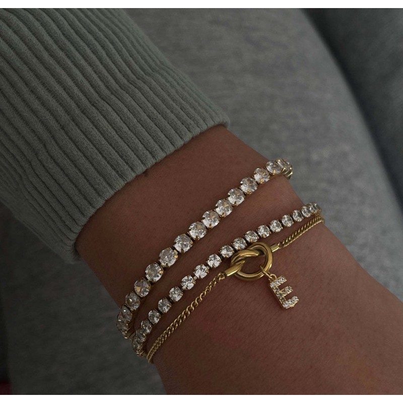 Knot Bracelet Manufacturer - Custom 26 Initial Letter Love Knot Charm Bracelets 18k Gold Plated Stainless