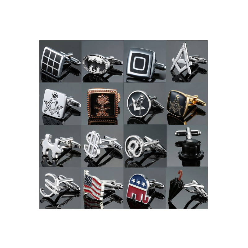 Enamel Cufflinks Factory - Fashion Style Men's French Shirt Cufflinks Copper Enamel Paint Boxing Heart Crown Cufflinks