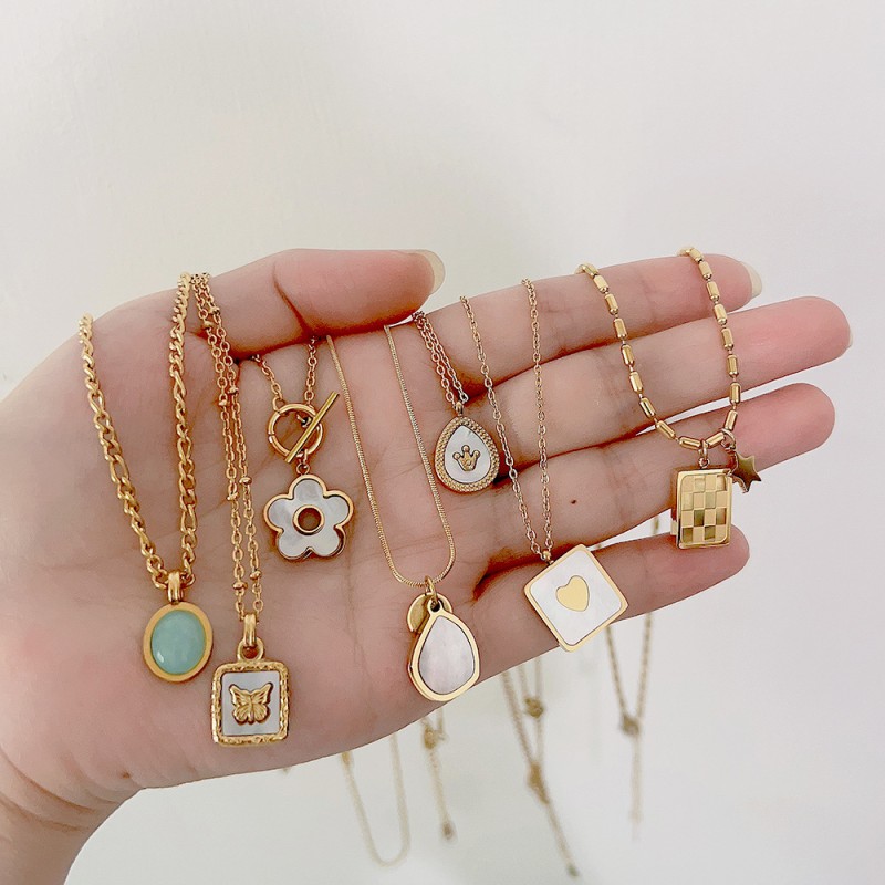 Butterfly Necklace Supplier - Women's Titanium Steel Butterfly Love Geometry Fritillaria Non-fading Necklace