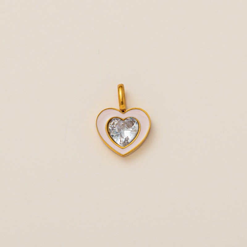 Detachable Pendant Factory - 18k Gold Enamel Heart Rainbow Moon DIY Stainless Steel Pendant Custom