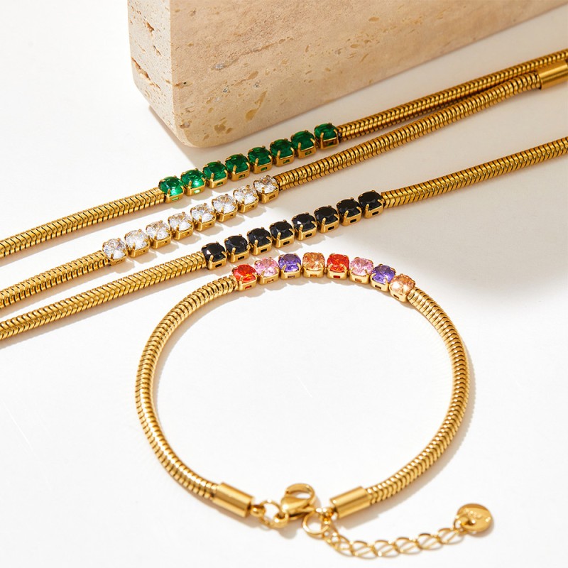 Interlocking Set Factory - Stainless Steel Waterproof Non Tarnish 18K Gold Plated Interlocking Link Jewelry Set