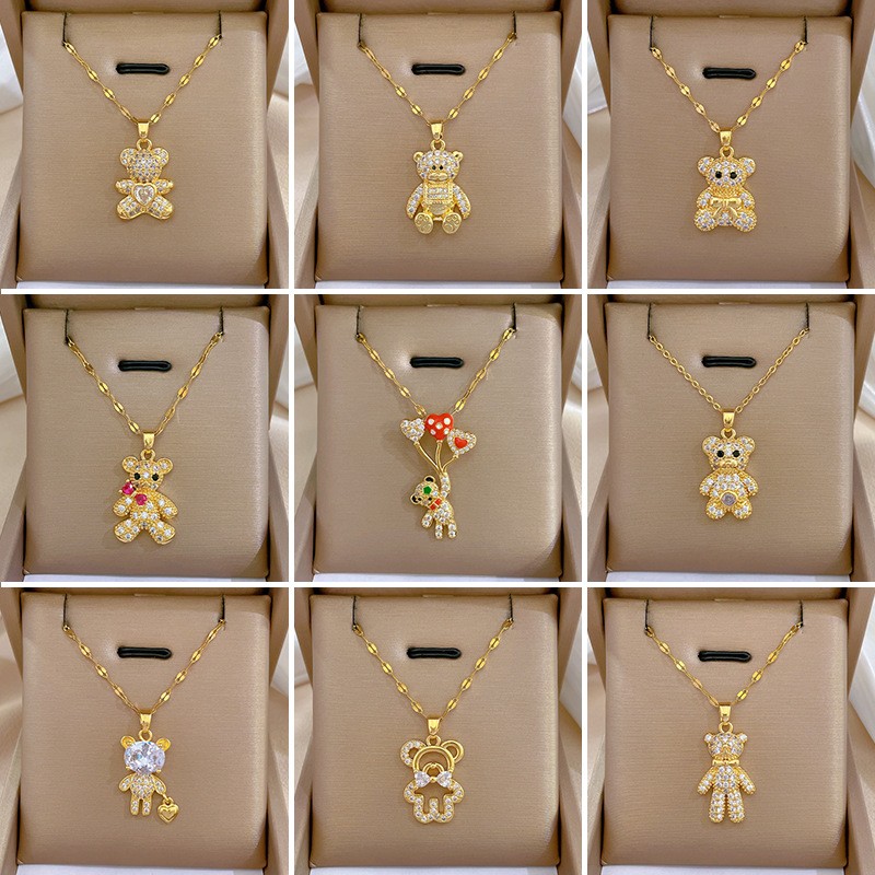 Bubble Letter Necklace Supplier - Chunky Alphabet 3D Bubble Letter Zirconia Necklace 18K Gold Balloon Initial Pendant