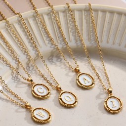 Letter Pendant Necklace Supplier - Stainless Steel 26 Letter Pendant Necklace a to Z Women's Dainty Alphabet Jewelry