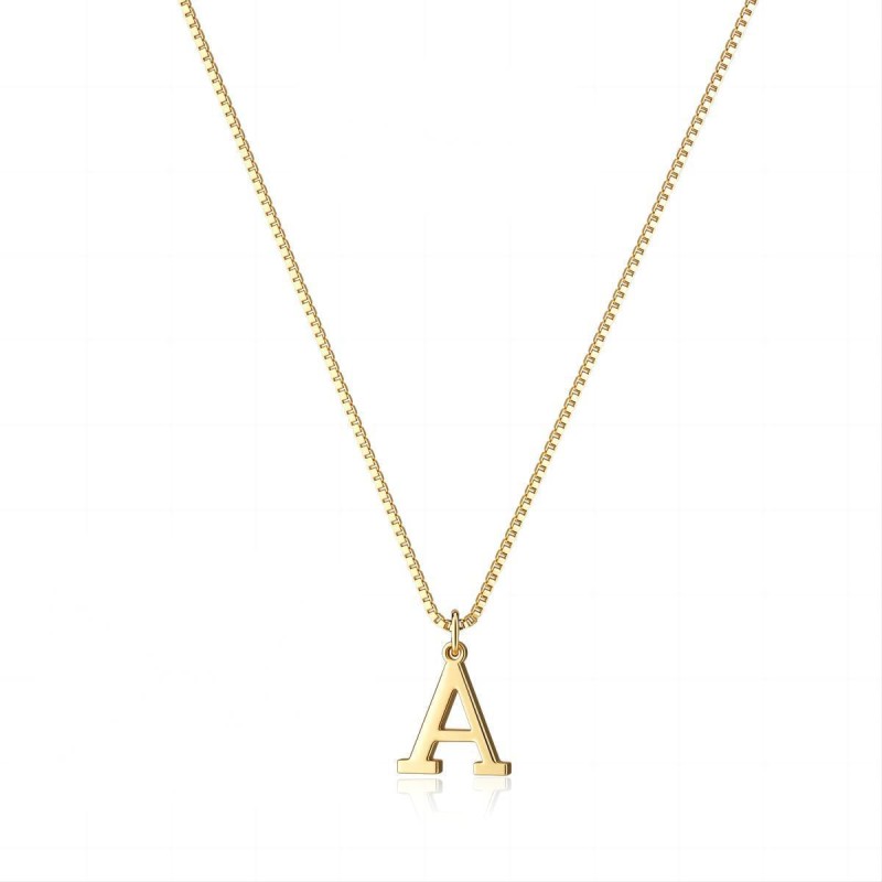 Geometry Pendant Factory - Geometry 6 Initial Letter Pendant Necklace 18K Gold Plated Letter Pendant Fashion Jewelry