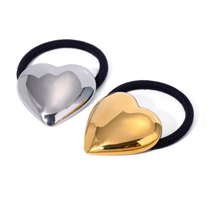 Hair Ties Factory - New Design Waterproof Stainless Steel Hair Ties with Heart Rubber Band Pony Cuffs