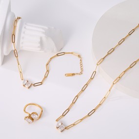 Tennis Set Factory - Everyday Luxury Stainless Steel Double Row Diamond Tennis Necklace Bracelet Set