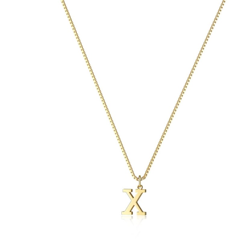 Geometry Pendant Factory - Geometry 6 Initial Letter Pendant Necklace 18K Gold Plated Letter Pendant Fashion Jewelry
