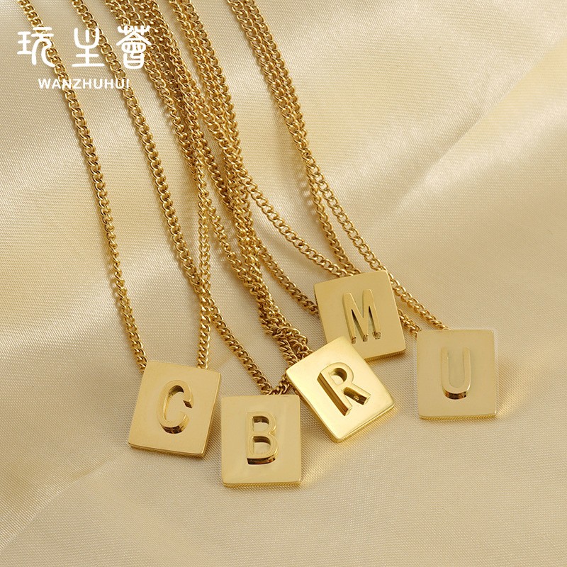 Drop Oil Necklace Manufacturer - Drop Oil 26 Letters Pendant Necklace Personalized Oil Dropping Letters O-Shaped Chain