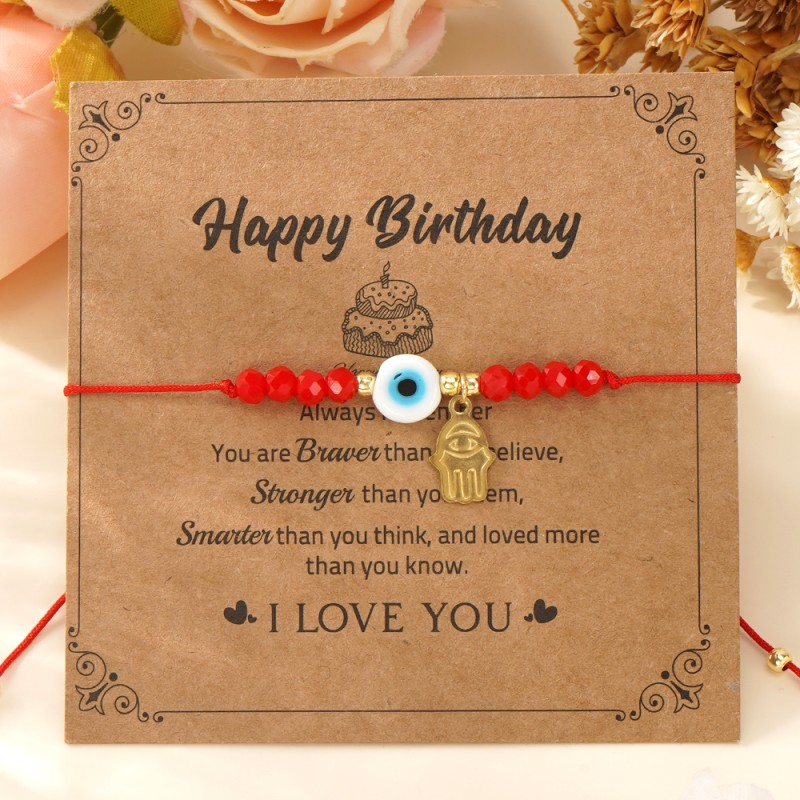 Hamsa Bracelet Factory - Women's Handmade Evil Eye Hamsa Hand Bracelet Set Greeting Card Jewelry Gift