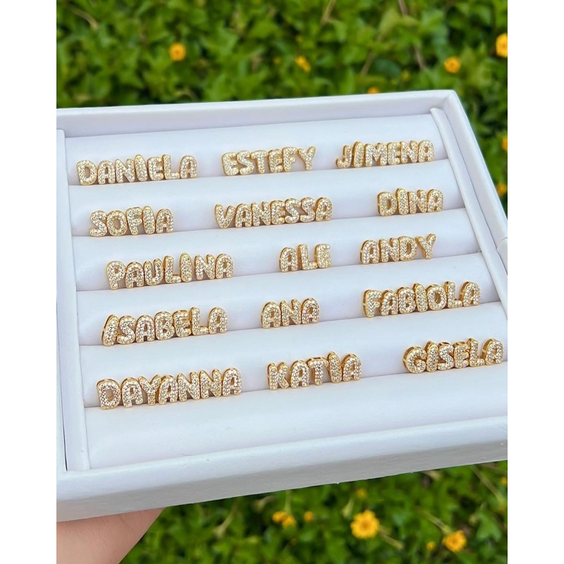 Mini Bubble Necklace Supplier - Zircon Mini 3D Bubble Letter Necklace Balloon Letter Puff Initial Jewelry