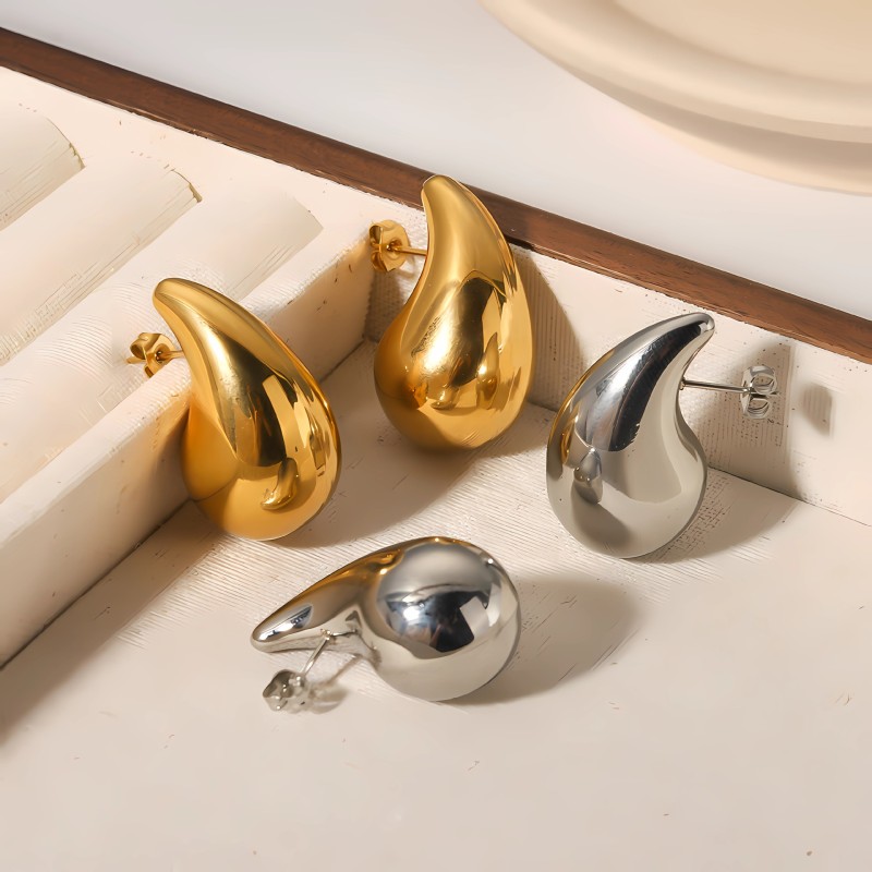 Huggie Earrings Manufacturer - Anti-tarnish Jewelry Ladies Cute 18K Gold Zircon Pearl C Huggie Hoop Heart Sun Moon