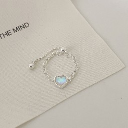 Opal Necklace Supplier - Wholesale Customizable Initials Birthstone 925 Sterling Silver Opal Heart Pendant Necklace