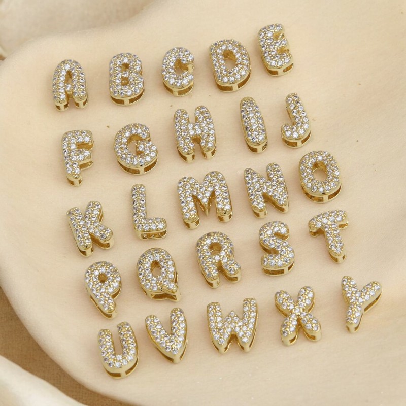 Mini Bubble Necklace Supplier - Zircon Mini 3D Bubble Letter Necklace Balloon Letter Puff Initial Jewelry