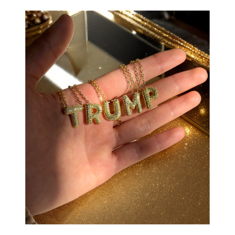3D Puff Necklace Factory - New Arrival Fashion Jewelry Gold 3D Puff Zirconia Diamond Initial Balloon Letters