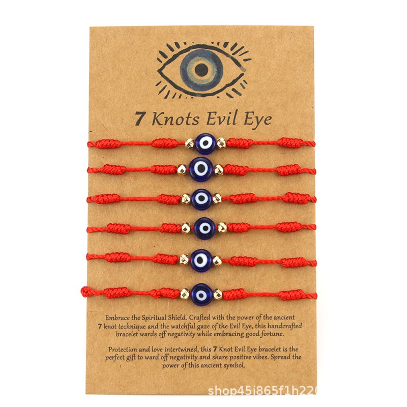 Evil Eye Bracelet Manufacturer - 7 Knots Evil Eye Bracelet Set Red Rope Protection Handmade Spiritual Shield