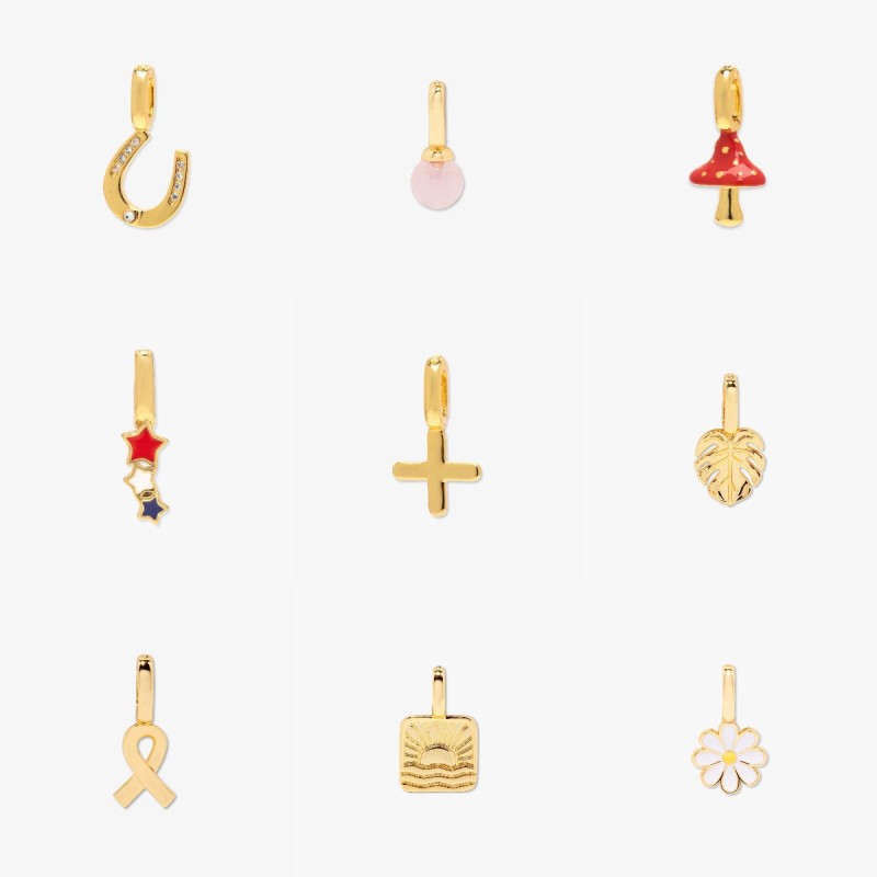 Detachable Pendant Factory - 18k Gold Enamel Heart Rainbow Moon DIY Stainless Steel Pendant Custom